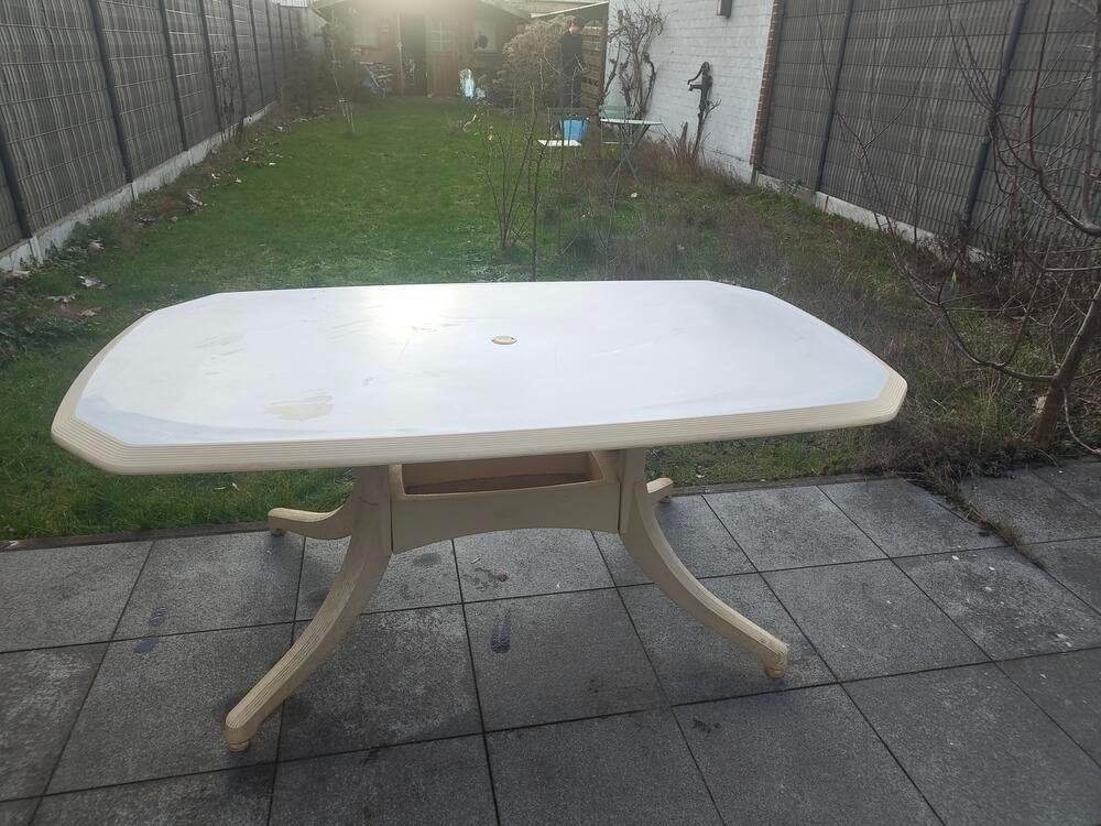 Terrastafel ovaal kunststof, Tuin en Terras, Tuintafels, Ophalen, Gebruikt, Ovaal, Kunststof