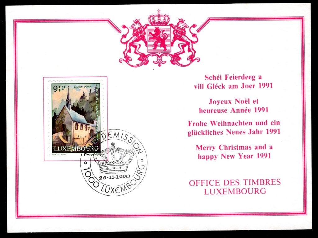 LUXEMBOURG Yt. 1209 FDC Caritas 1990, Envoi, Luxembourg, Affranchi