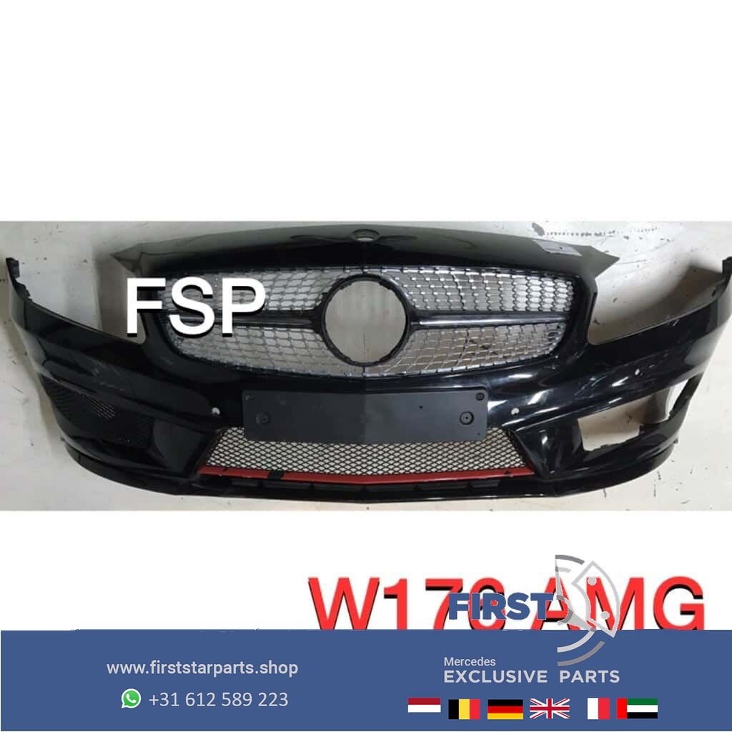 W176 Mercedes A Klasse AMG Voorbumper zwart + roosters, Gebruikt, -, Voor, Ophalen of Verzenden
