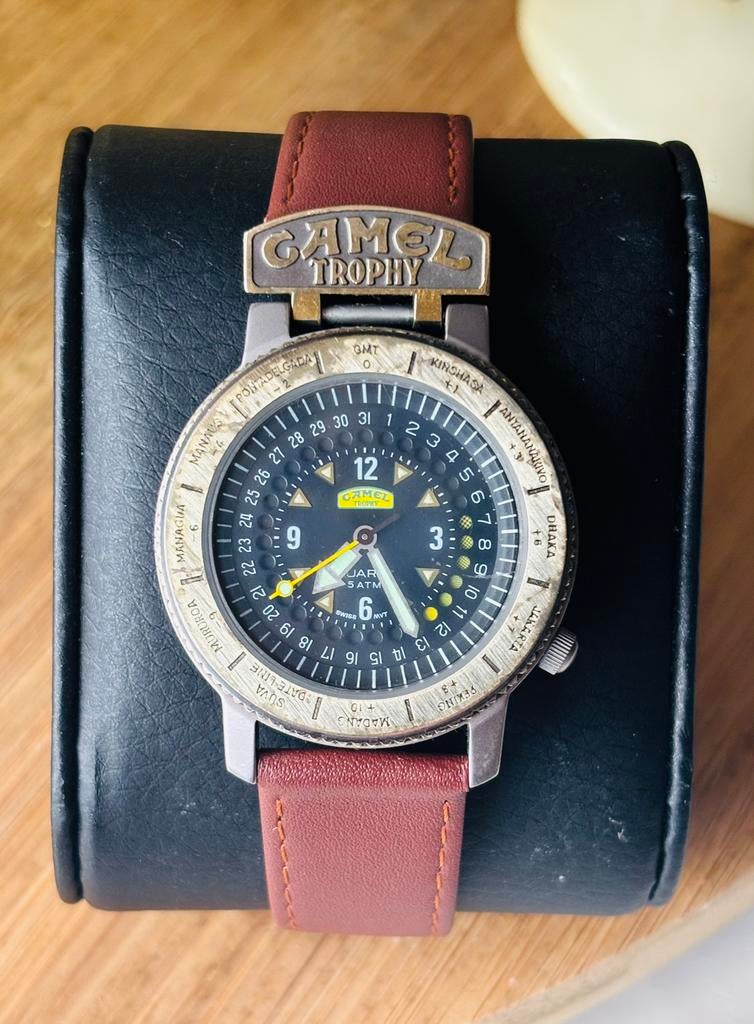 Vintage Camel Trophy polshorloge, Handtassen en Accessoires, Overige merken, Staal, Polshorloge, Ophalen of Verzenden
