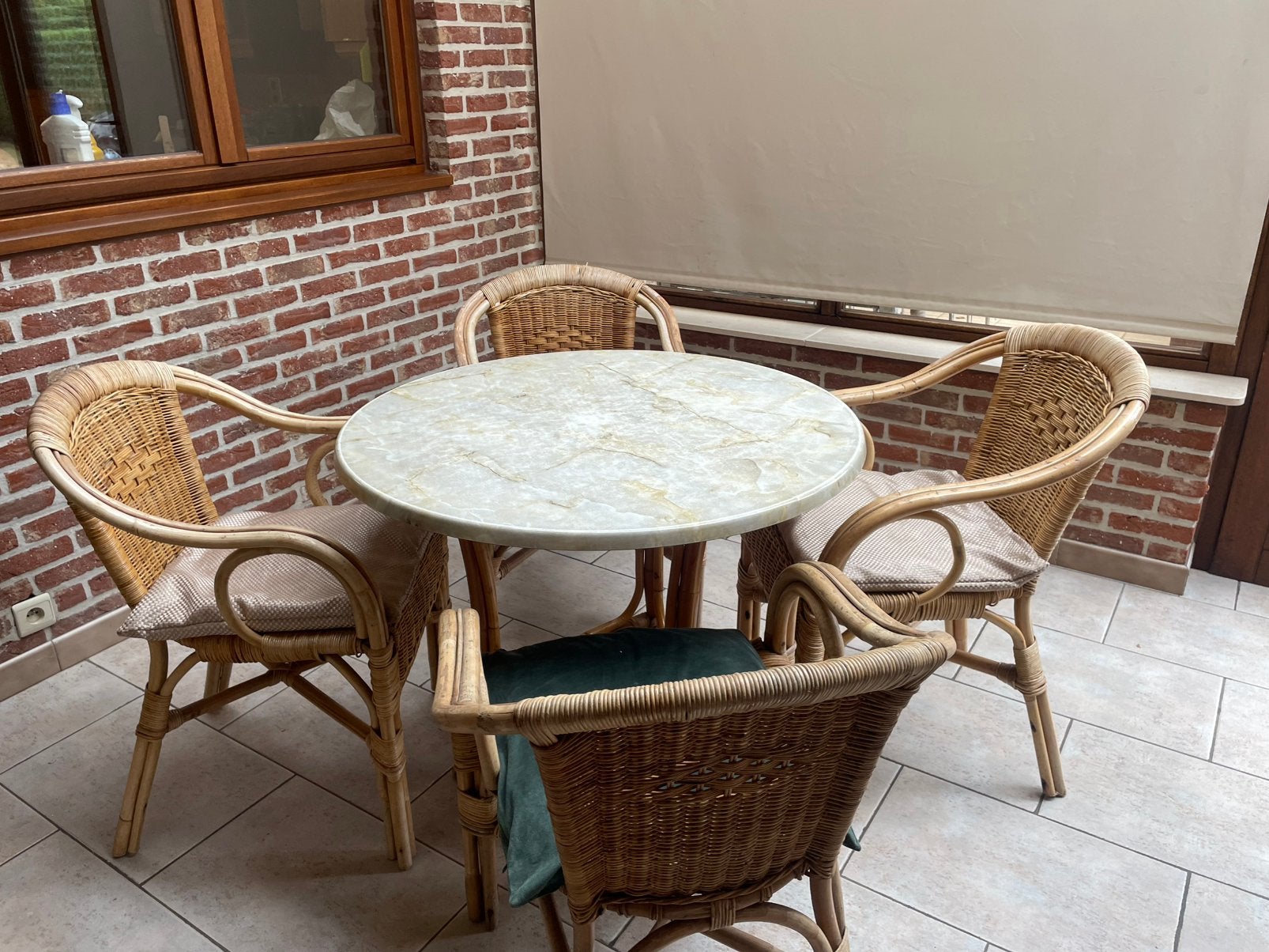 Rotan tuinset, Tuin en Terras, Ophalen, 4 zitplaatsen, Gebruikt, Rotan