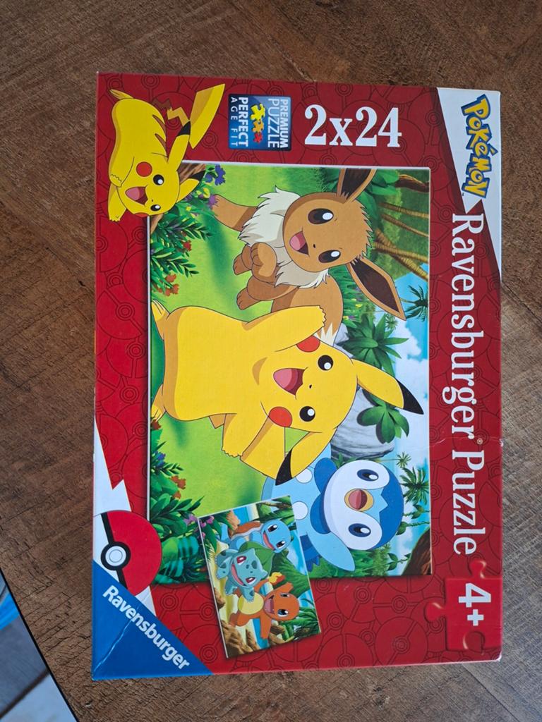 Pokémon puzzel 2x24, Ophalen, 10 tot 50 stukjes, Zo goed als nieuw, 4 tot 6 jaar