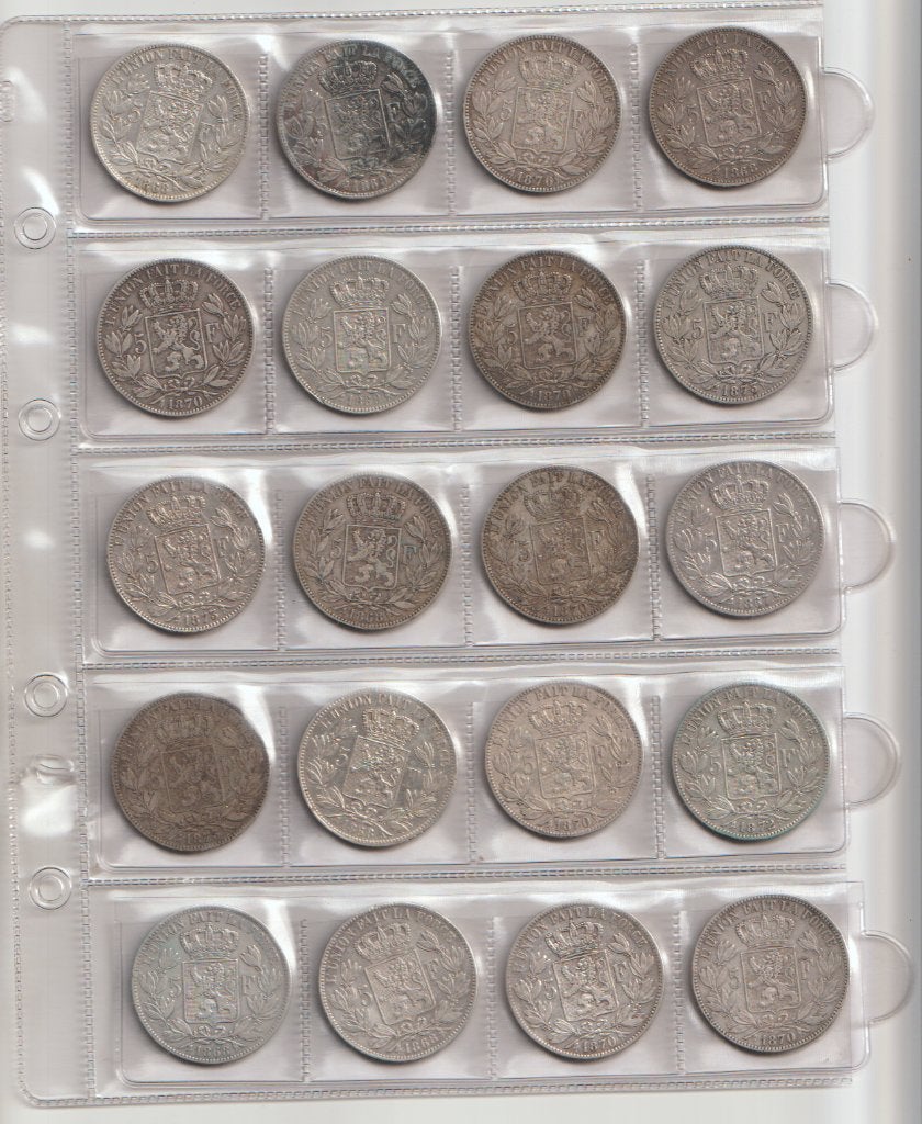 20 x 5 Frank België zilver 18**, Postzegels en Munten, Ophalen, Zilver, Zilver