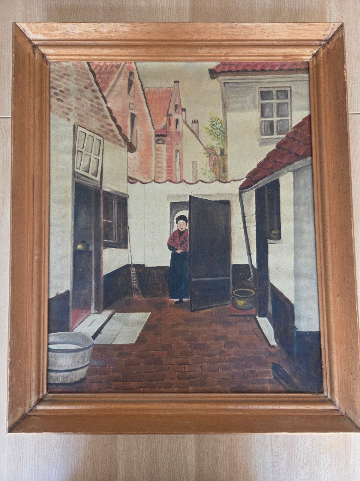 Tableau Ancien Huile sur Toile - Scène de Cour Flamande (Sty, Enlèvement ou Envoi
