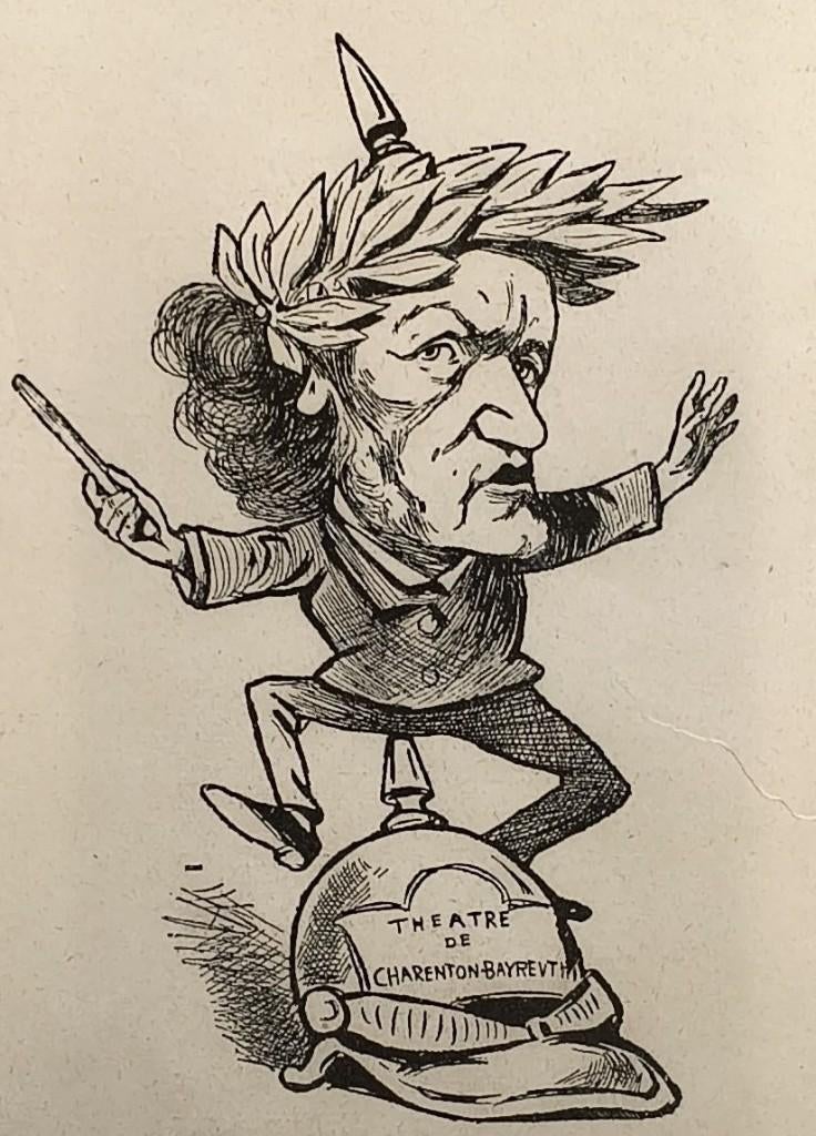 Wagner-Karikatur, 'Le Sifflet' vom 27. August 1876, Enlèvement ou Envoi