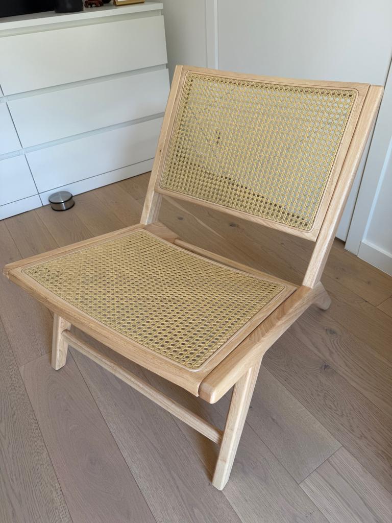 Fauteuil bas cannage, 75 à 100 cm, Comme neuf, Enlèvement, 50 à 75 cm