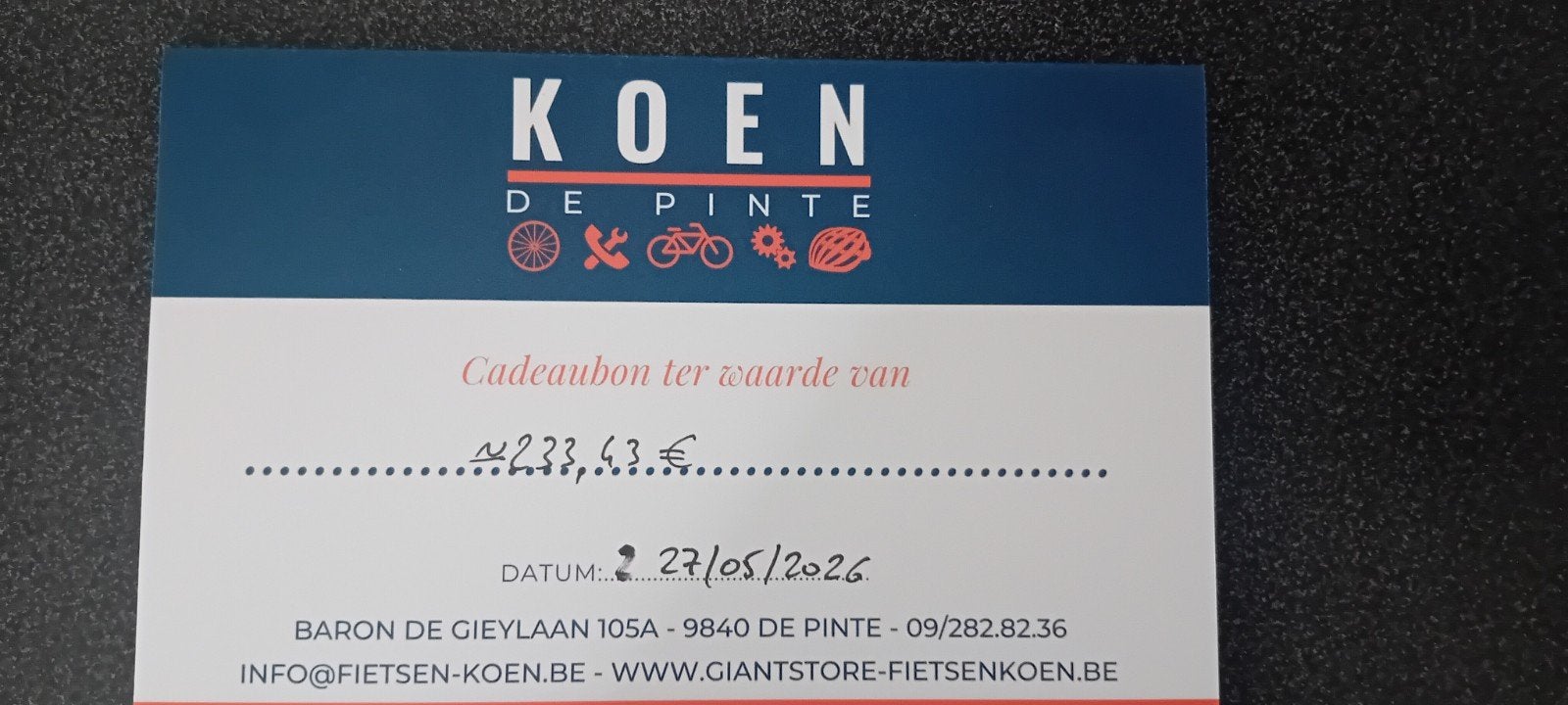 cadeaubon fietsen koen, Tickets & Billets, Réductions & Chèques cadeaux, Bon cadeau