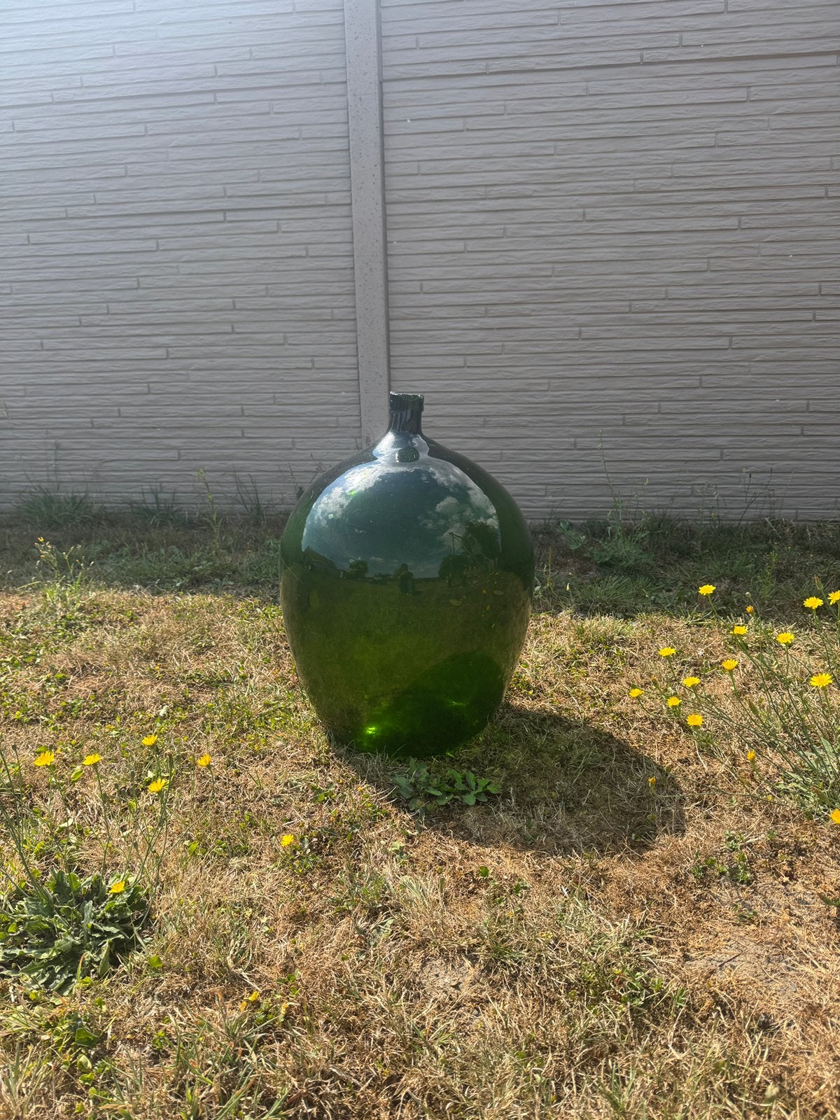 Damme Jeanne en verre vert, hauteur 60cm, Jardin & Terrasse, Enlèvement, Utilisé