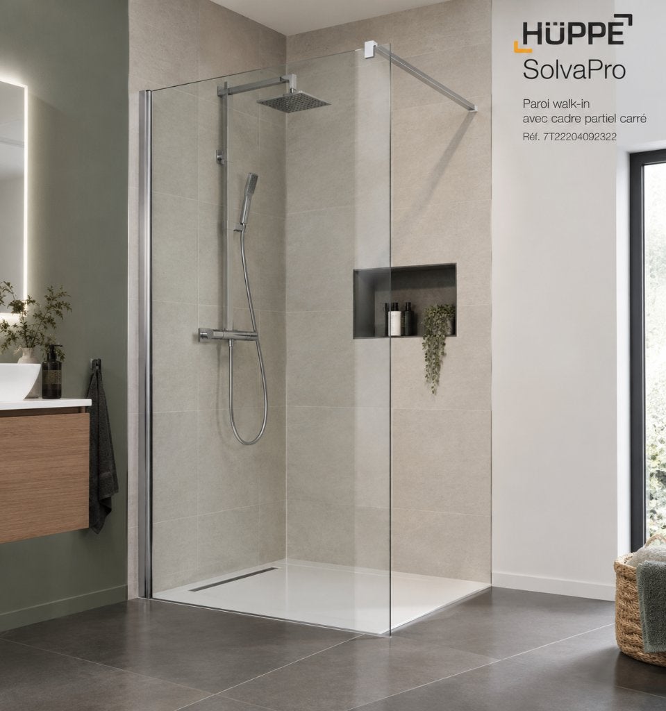 Paroi de douche WALK-IN HÜPPE SolvaPro – Neuve, emballée, Enlèvement, Neuf, Verre, Douche