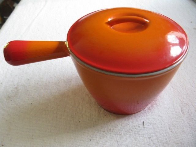 Vintage fonduepan „Le Creuset”, Ophalen of Verzenden, Zo goed als nieuw