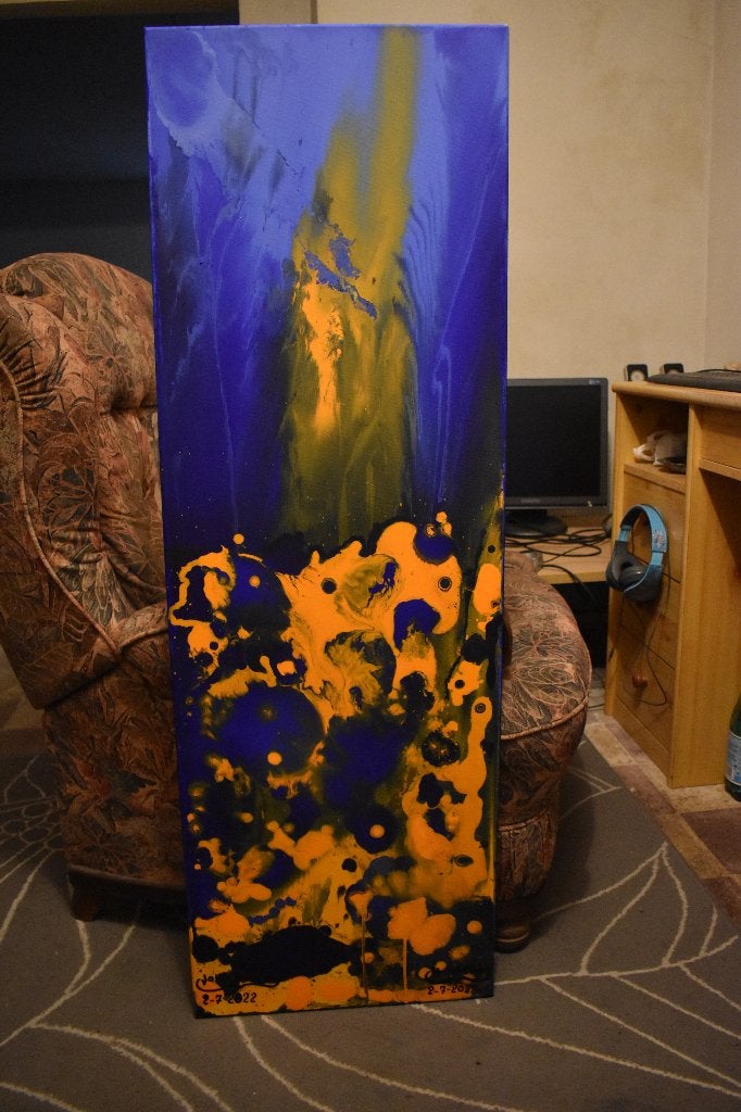 Abstract schilderij van de mariene wereld, door Joky Kamo, Ophalen