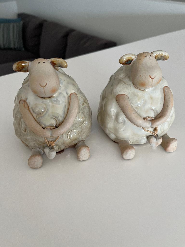 Set van 2 schaapjes, SIA, Ophalen, Beige, Steen/keramiek, Landelijk