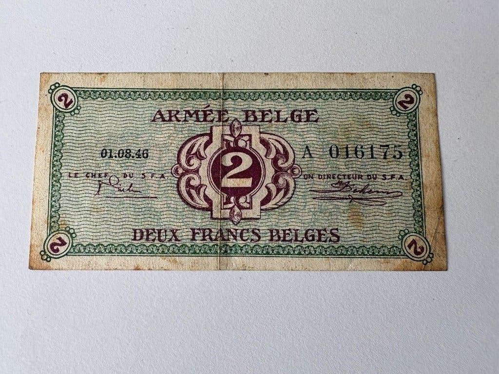 Bankbiljet Belgisch leger 2 Frank, Postzegels en Munten, Ophalen of Verzenden, Los biljet