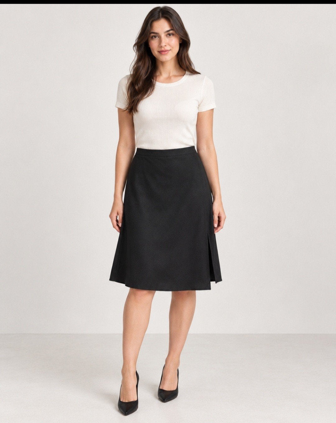 Jupe noire Trios Taille M - Excellent état, Taille 38/40 (M), Enlèvement ou Envoi, Comme neuf, Longueur genou