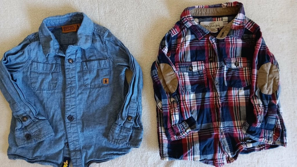 2 Hemden maat 86  1 Bumba - 1 L.O.G.G., Kinderen en Baby's, Babykleding | Maat 86, Ophalen, Gebruikt, Jongetje, Overhemdje of Bloesje