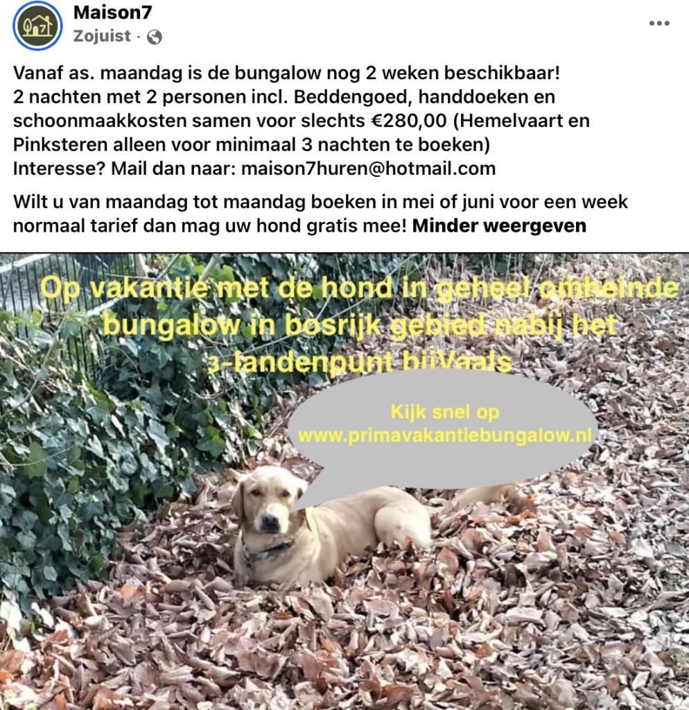 Met de hond op vakantie in omheinde bungalow Limburg, Animaux & Accessoires, Boîtes de transport, Comme neuf, Enlèvement