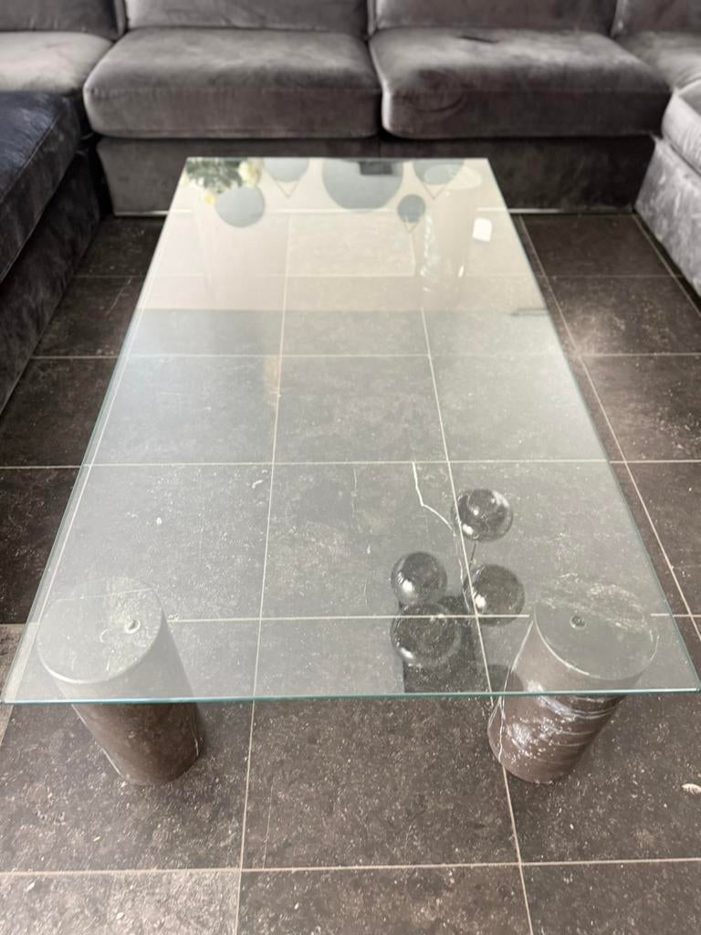 Moderne design salontafel – glas & marmer, Enlèvement, Comme neuf, Verre