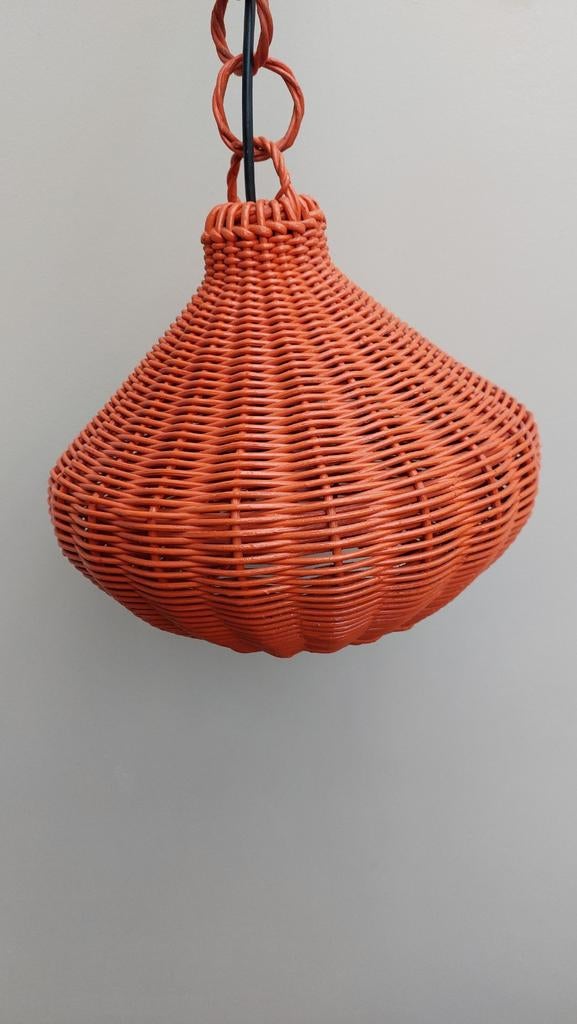 Vintage hanglamp 1972 Materiaal riet Kleur oranje, Huis en Inrichting, Ophalen