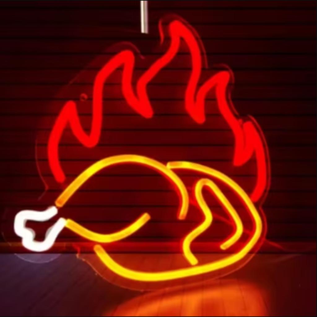LED lamp neon stijl Geroosterde Kip (30x30cm) Nieuw., Ophalen of Verzenden, Nieuw, Lichtbak of (neon) lamp