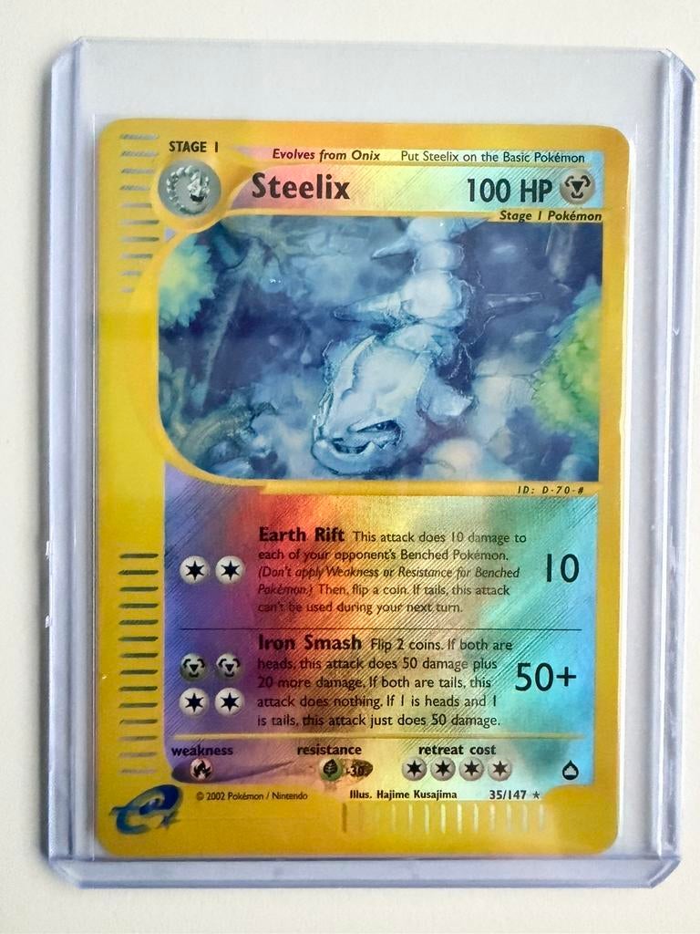 Steelix Reverse Holo – Aquapolis 35/147 – Vintage, Ophalen, Zo goed als nieuw, Losse kaart, Foil