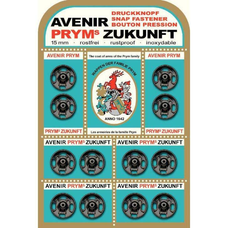 12 drukknopen 15 mm zwart RVS prym 341134, Hobby en Vrije tijd, Naaien en Fournituren, Ophalen of Verzenden, Nieuw