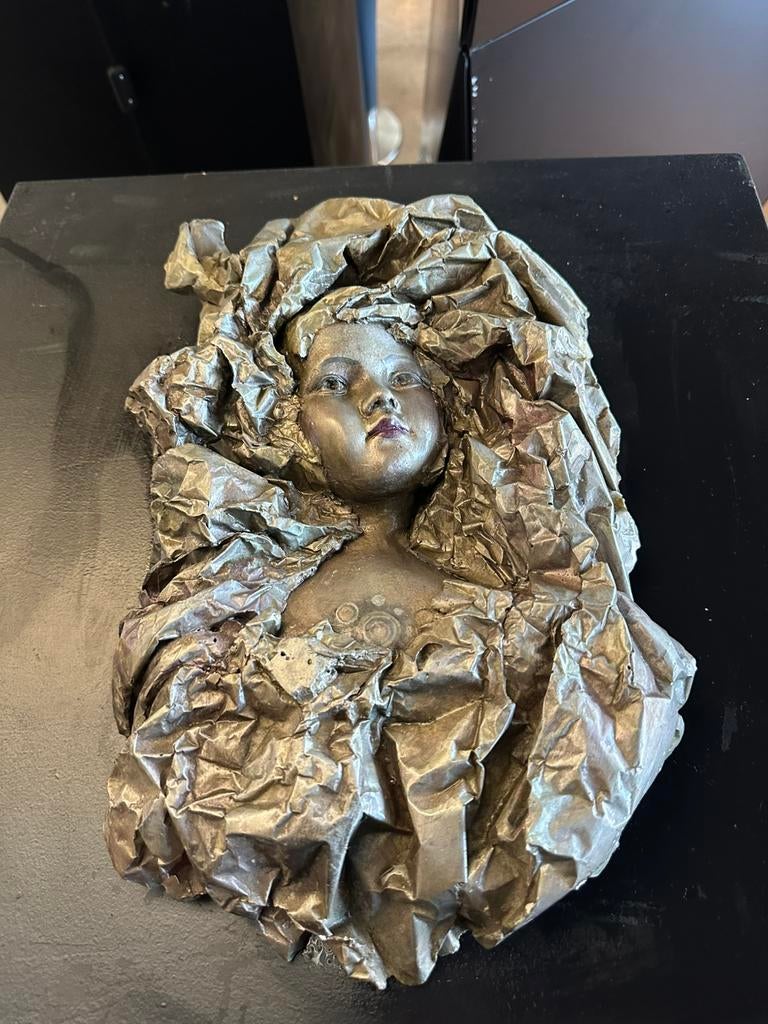 Bronzen reliëf gesigneerd Detrait — 1990, Verzamelen, Beelden en Beeldjes, Zo goed als nieuw, Ophalen of Verzenden