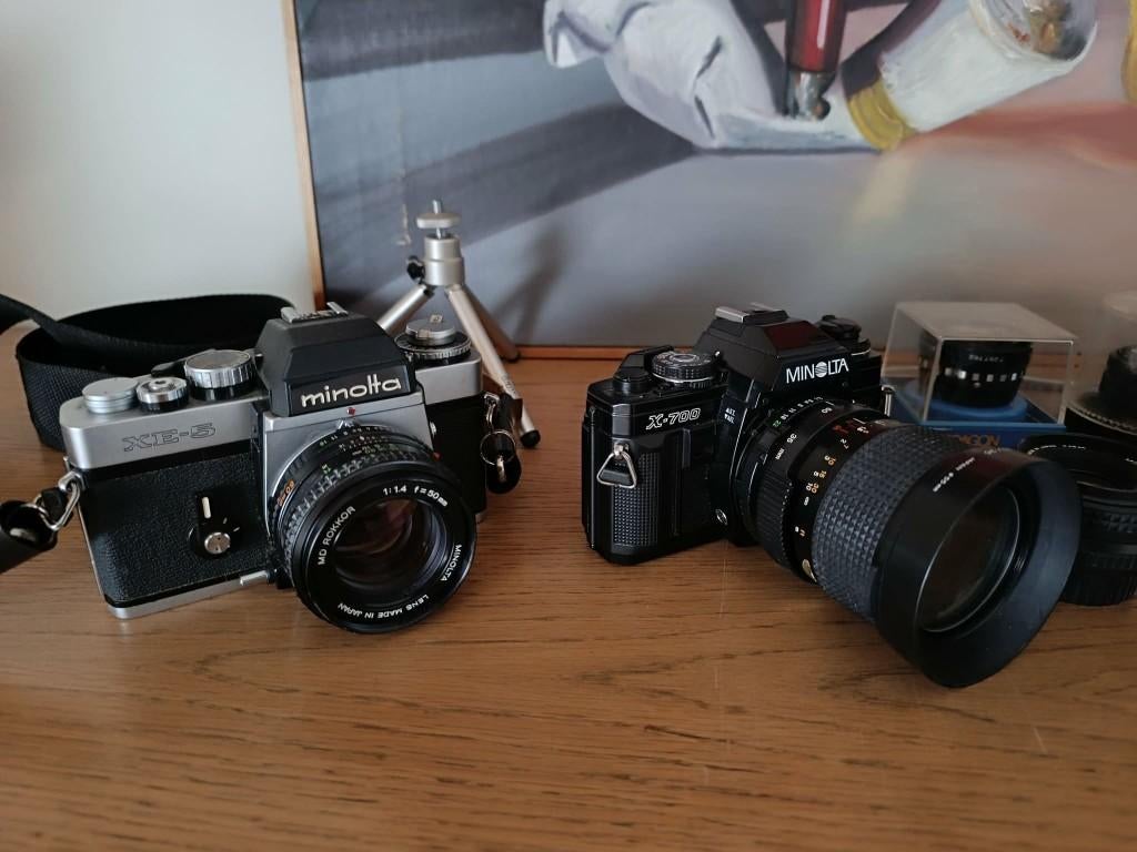 Minolta X-700 + XE-5 + 5 Objectieven – Topstaat, Audio, Tv en Foto, Ophalen, Gebruikt, Spiegelreflex, Minolta