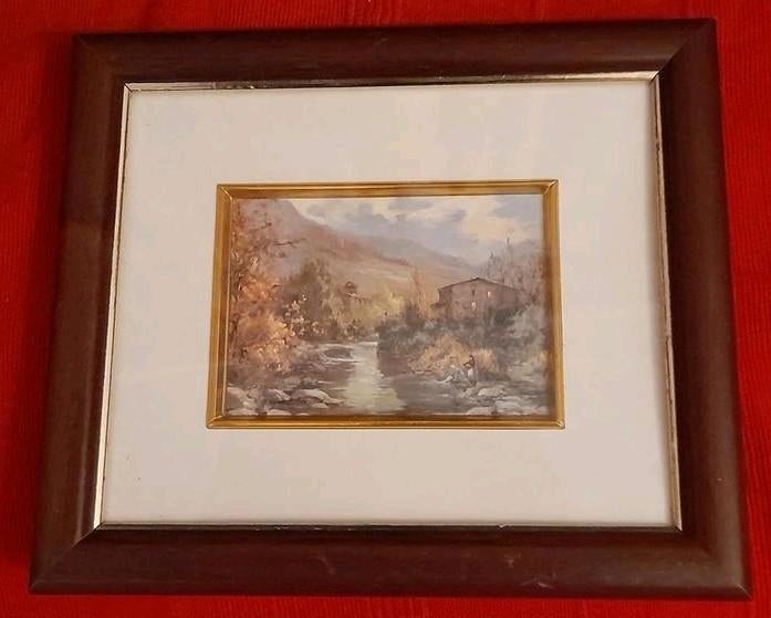 Petit tableau déco paysage et rivière, Enlèvement ou Envoi
