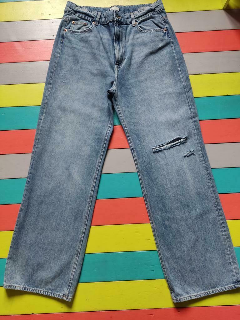 Jean's troué, taille haute, coupe droite, Ophalen of Verzenden