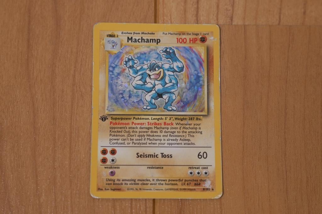 Machamp Holo 1st Edition 1999 Rare erreur impression Shadow, Enlèvement ou Envoi, Utilisé, Cartes en vrac