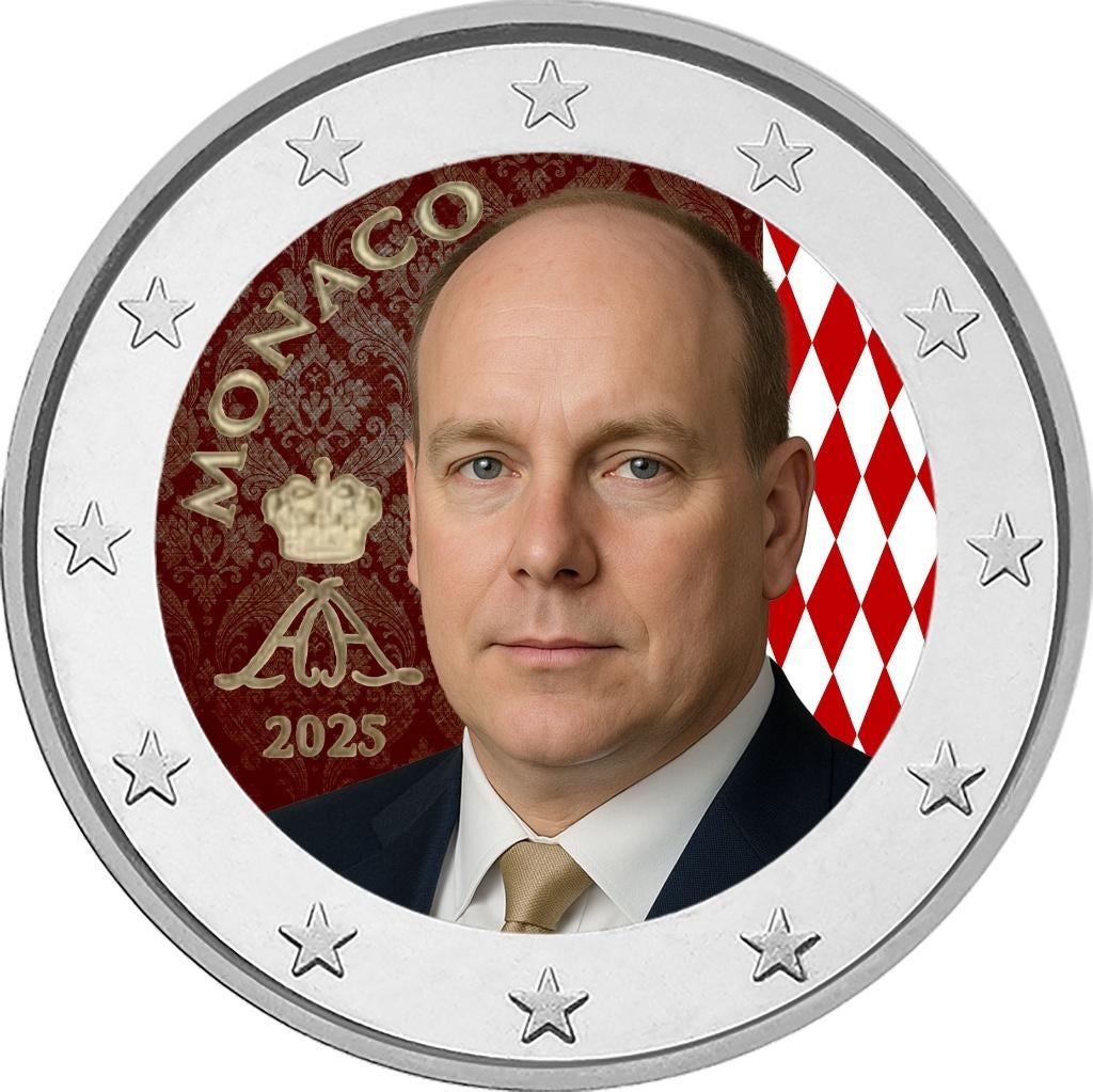 2 euros, monnaie monégasque 2025, colorée, Enlèvement ou Envoi, Monaco, 2 euros