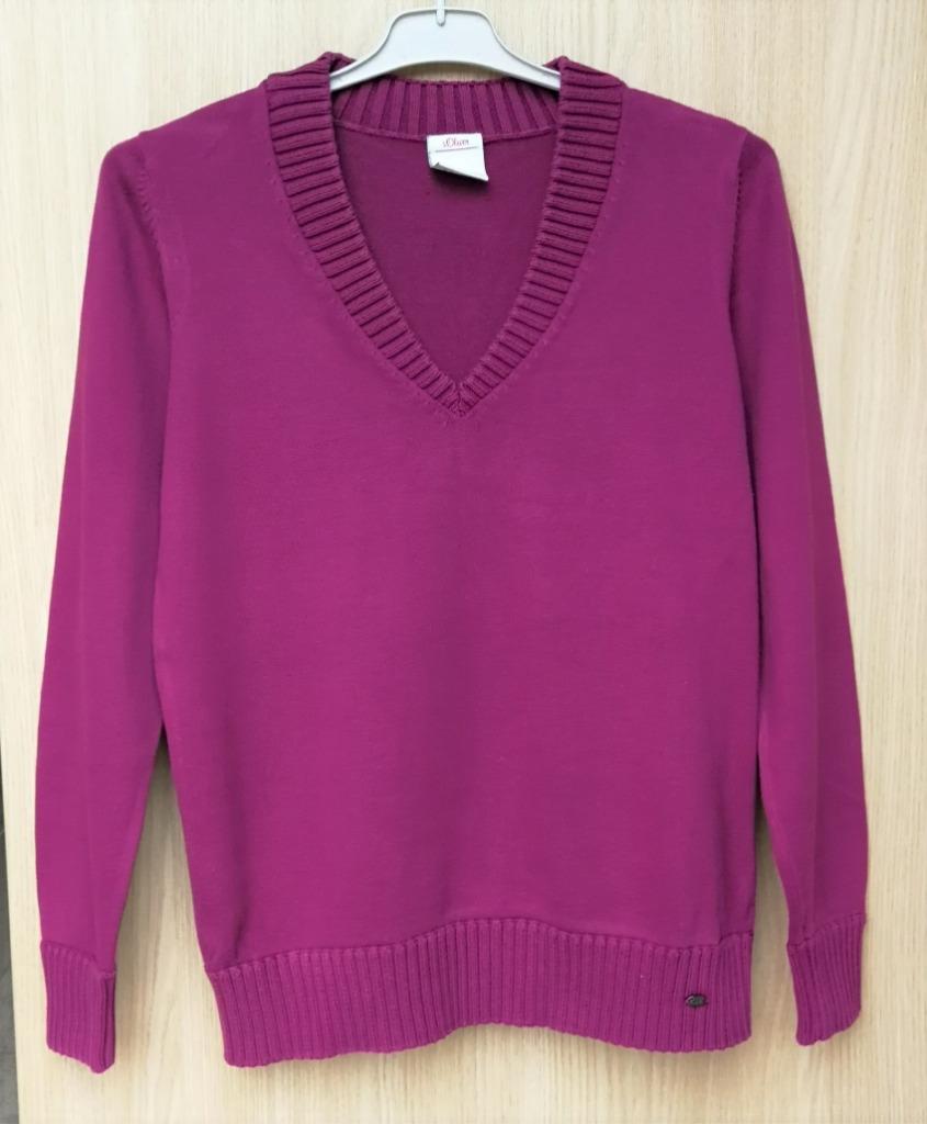Warme fuchsia trui met V-hals - S.Oliver - maat 42-44, Ophalen, Maat 42/44 (L), Zo goed als nieuw, S.Oliver