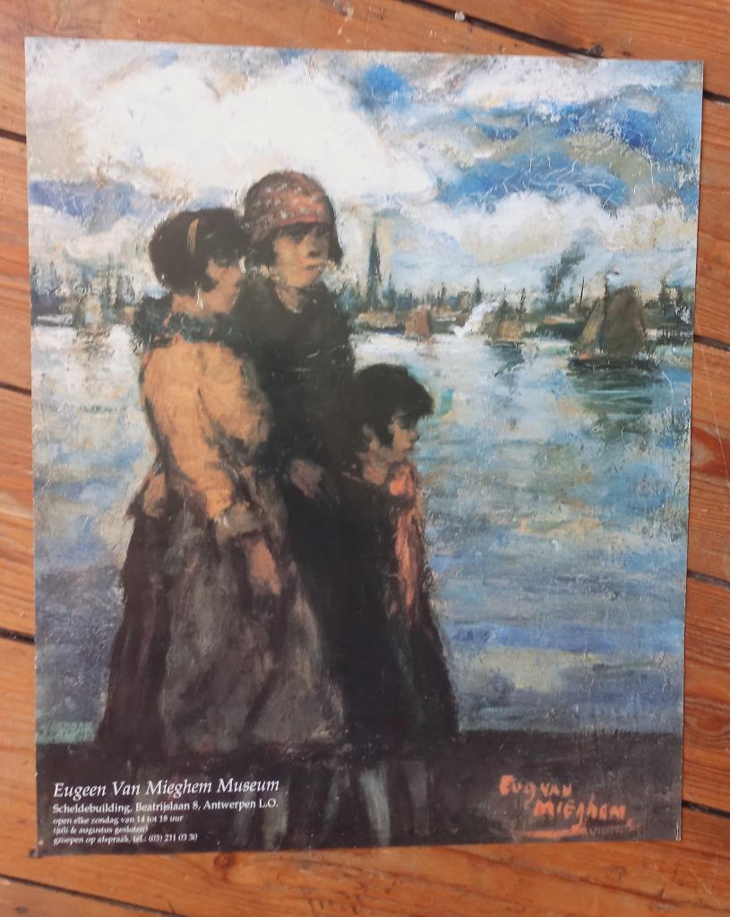 affiche Eugeen Van Mieghem Museum Linkeroever Antwerpen 1995, Antiquités & Art, Envoi