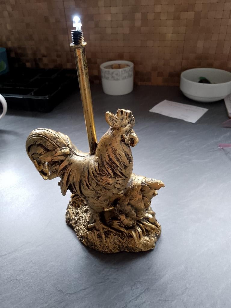 Decoratie haan met kip en lampje, Ophalen of Verzenden