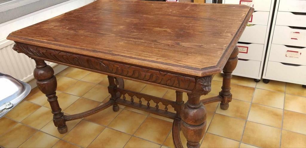 Tafel met 6 stoelen, Huis en Inrichting, Tafels | Eettafels, Ophalen, Gebruikt, Rechthoekig