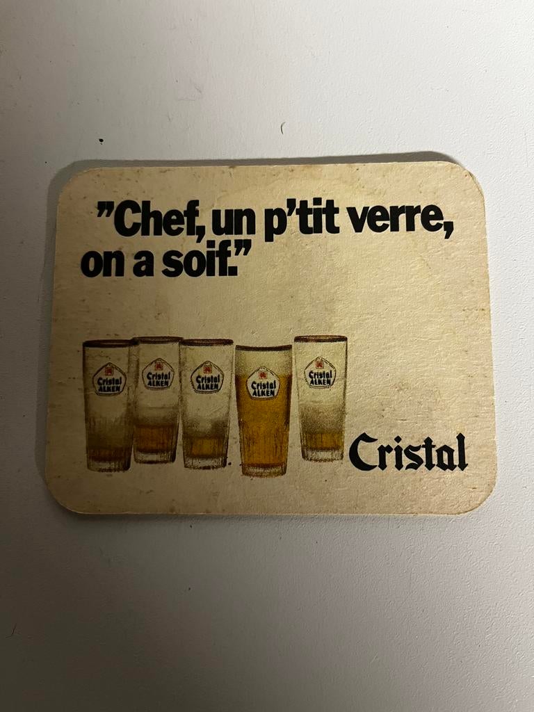 Bierkaartje Cristal Alken Frans, Verzamelen, Ophalen of Verzenden, Gebruikt