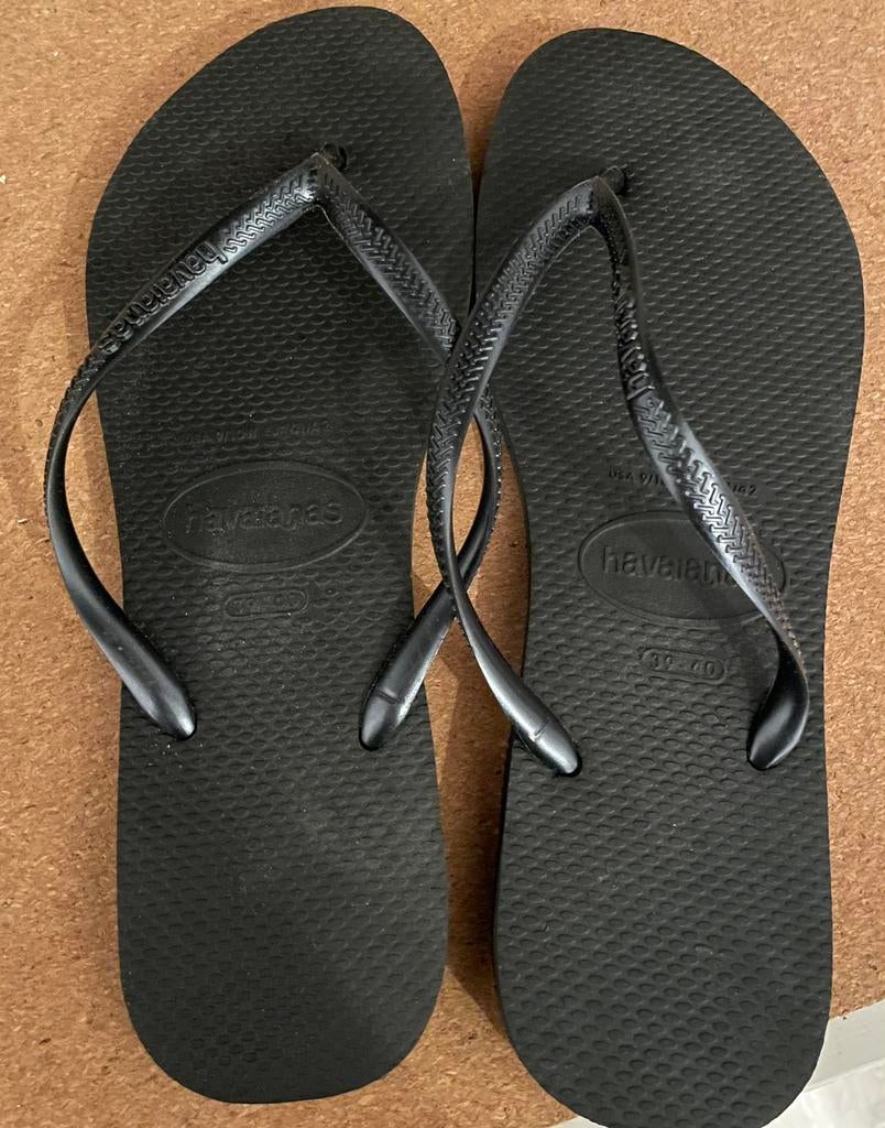 Havaianas zwart Slim fit europese maat 41/42, Comme neuf, Enlèvement, Havaianas, Sandales de bain