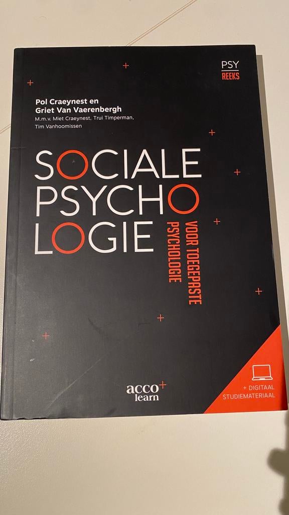 Studieboek sociale psychologie, Boeken, Ophalen of Verzenden, Zo goed als nieuw
