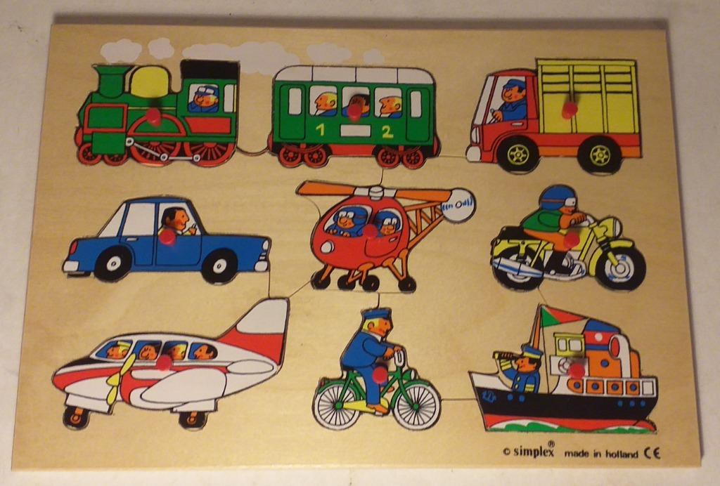 Simplex inlegpuzzel - voertuigen, Ophalen of Verzenden, Minder dan 10 stukjes, Van hout