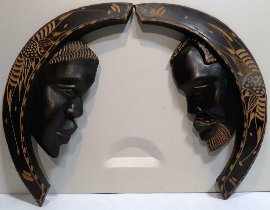 Art Africain Paar-van-halve-maan, Antiek en Kunst, Kunst | Beelden en Houtsnijwerken, Ophalen of Verzenden