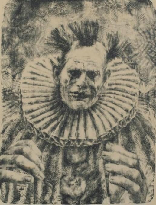Jos Verdegem Clownstudie, Antiek en Kunst, Kunst | Litho's en Zeefdrukken, Ophalen