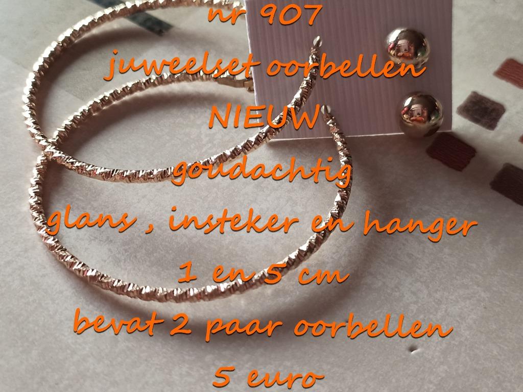 907. Juweelset : oorbellen , NIEUW , verzending inbegrepen, Overige materialen, Hangers, Verzenden, Nieuw