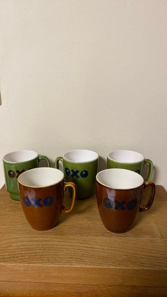 Set van 5 OXO-mokken, Zo goed als nieuw