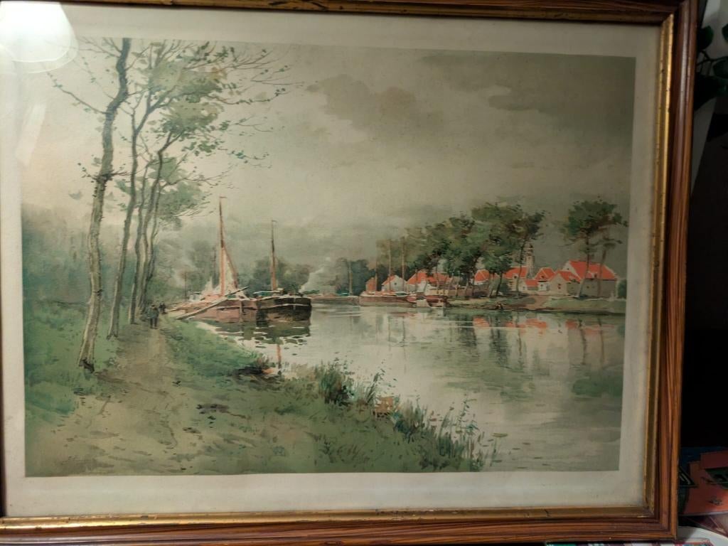 Aquarel schilderij ingekaderd van Ferdinand Coenraets, Enlèvement