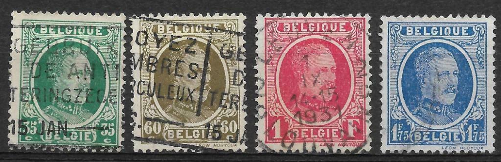 POSTZEGELS BELGIË- TYPE HOUYOUX NR. 254/257 (VOLLEDIG), Koninklijk huis, Ophalen of Verzenden, Gestempeld, Gestempeld