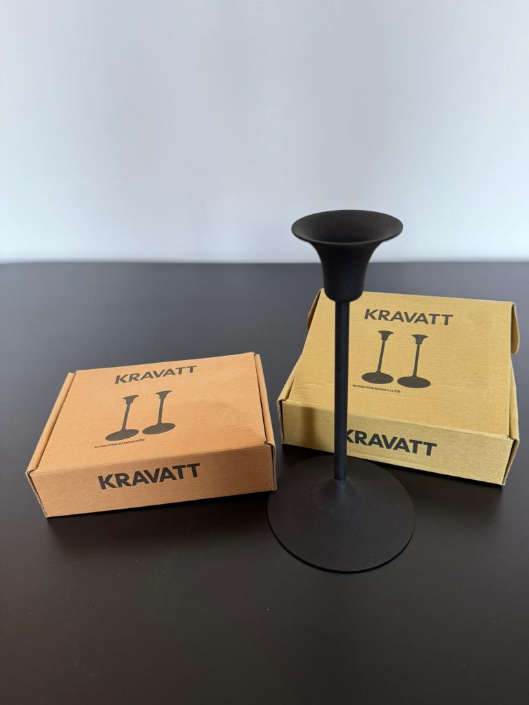 4 kandelaars Kravatt IKEA, Zwart, Ophalen of Verzenden, Zo goed als nieuw, Metaal