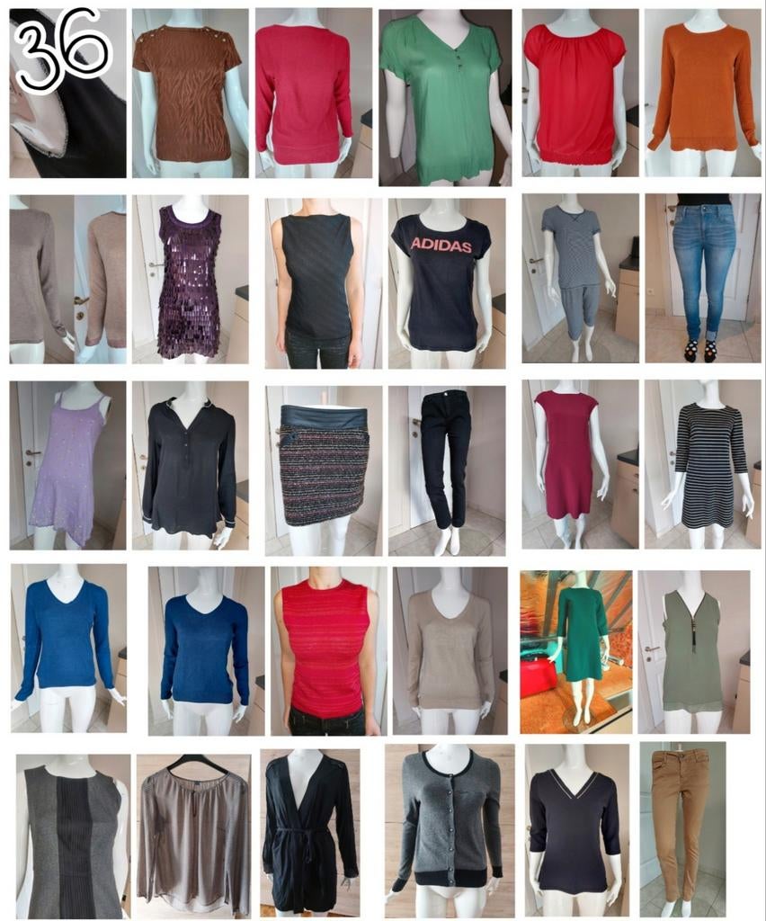 Taille 36 : pantalons, chandails, robes, hauts, t-shirts, gi, Enlèvement ou Envoi, Comme neuf, Taille 36 (S)