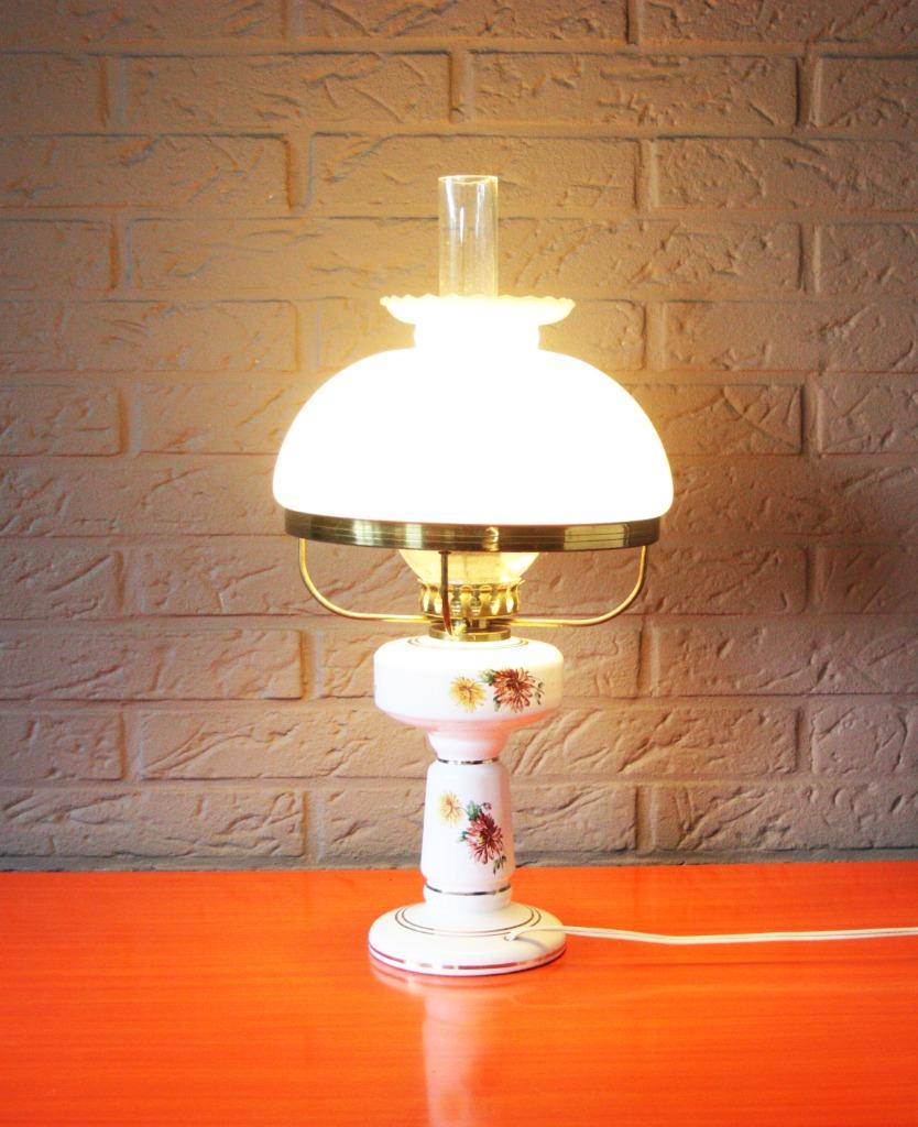 Antieke Tafellamp Uit Marmer En Glas / On-Off Schakelaar, Antiek en Kunst, Ophalen of Verzenden
