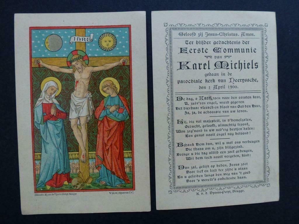 bidprentje eerste communie Michiels Karel Neeryssche 1900, Verzamelen, Bidprentjes en Rouwkaarten, Verzenden, Bidprentje