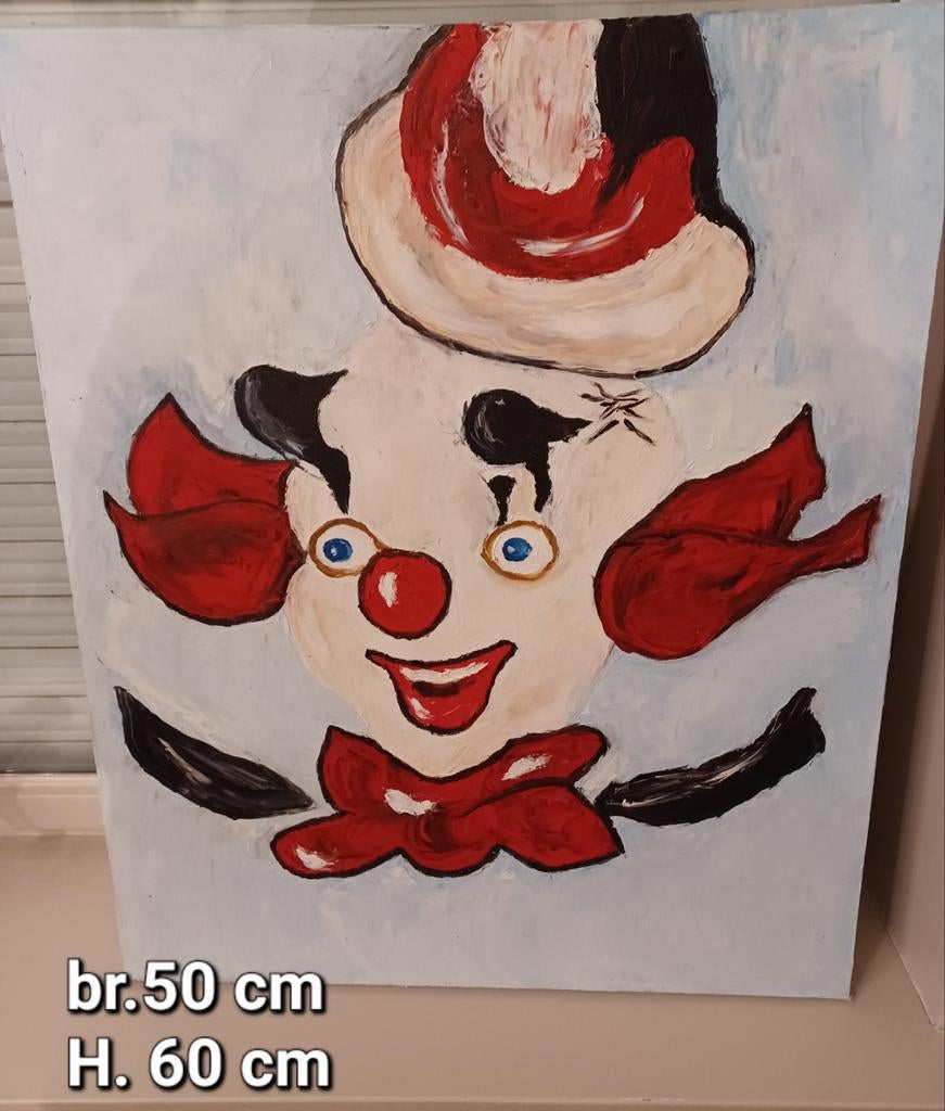 2 schilderijen Clown op doek, Ophalen